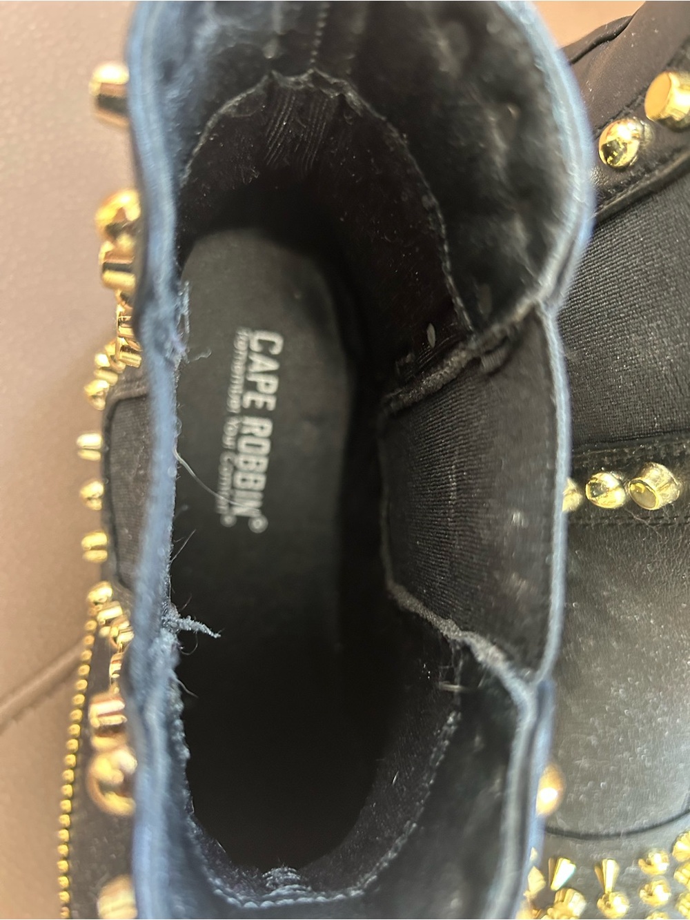 Cape Robbin Black Ankle Booties with Gold Stud and Spike Accents - Picture 6 of 10